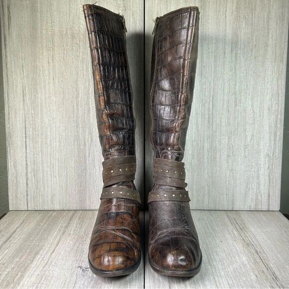 UGG Esplanade Tall Riding Boots Harness Croc Print Heeled Shoe Womens Size 5.5 - Picture 5 of 11